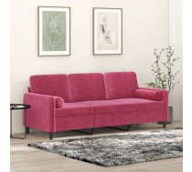 Trīsvietīgs Dīvāns Ar Spilveniem, Vīnsarkans, 180 Cm, Samts Vidaxl 8721012058620