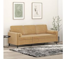 Trīsvietīgs Dīvāns Ar Spilveniem, Brūns, 180 Cm, Samts Vidaxl 8721012058651