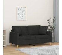 Divvietīgs Dīvāns Ar Spilveniem, Melns, 140 Cm, Audums Vidaxl 8721012058804