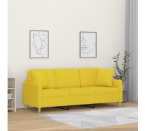 Trīsvietīgs Dīvāns Ar Spilveniem, Gaiši Dzeltens, 180Cm, Audums Vidaxl 8721012058897