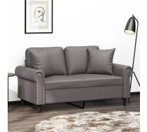 Divvietīgs Dīvāns Ar Spilveniem, Pelēks, 120 Cm, Mākslīgā Āda Vidaxl 8721012058941