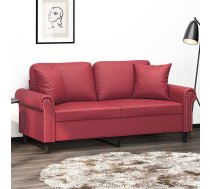 Divvietīgs Dīvāns, Spilveni, Vīnsarkans, 140 Cm, Mākslīgā Āda Vidaxl 8721012059009