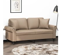 Divvietīgs Dīvāns Ar Spilveniem, Kapučīno, 140 Cm, Mākslīgā Āda Vidaxl 8721012059016