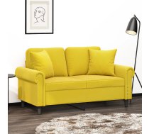 Divvietīgs Dīvāns Ar Spilveniem, Dzeltens, 120 Cm, Samts Vidaxl 8721012059085