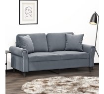 Divvietīgs Dīvāns Ar Spilveniem, Tumši Pelēks, 140 Cm, Samts Vidaxl 8721012059139