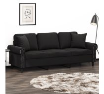 Trīsvietīgs Dīvāns Ar Spilveniem, Melns, 180 Cm, Samts Vidaxl 8721012059276