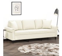 Trīsvietīgs Dīvāns Ar Spilveniem, Krēmkrāsas, 180 Cm, Samts Vidaxl 8721012059306