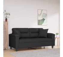 Divvietīgs Dīvāns Ar Spilveniem, Melns, 140 Cm, Audums Vidaxl 8721012059412