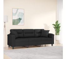 Trīsvietīgs Dīvāns Ar Kājsoliņu, Melns, 180 Cm, Audums Vidaxl 8721012059474