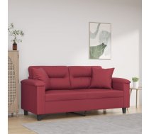 Divvietīgs Dīvāns, Spilveni, Vīnsarkans, 140 Cm, Mākslīgā Āda Vidaxl 8721012059580