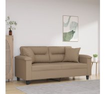 Divvietīgs Dīvāns Ar Spilveniem, Kapučīno, 140 Cm, Mākslīgā Āda Vidaxl 8721012059597