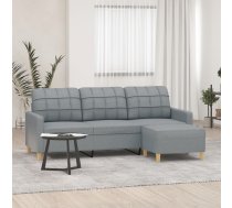 Trīsvietīgs Dīvāns Ar Kājsoliņu, 180 Cm, Gaiši Pelēks Audums Vidaxl 8721012059689