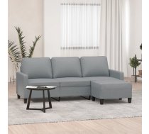 Trīsvietīgs Dīvāns Ar Kājsoliņu, 180 Cm, Gaiši Pelēks Audums Vidaxl 8721012060043