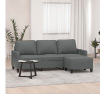 Trīsvietīgs Dīvāns Ar Kājsoliņu, 180 Cm, Tumši Pelēks Audums Vidaxl 8721012060050