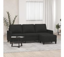 Trīsvietīgs Dīvāns Ar Kājsoliņu, 180 Cm, Melns Audums Vidaxl 8721012060081