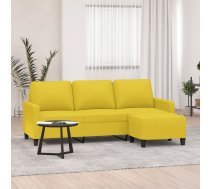 Trīsvietīgs Dīvāns Ar Kājsoliņu, 180 Cm, Gaiši Dzeltens Audums Vidaxl 8721012060098