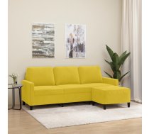 Trīsvietīgs Dīvāns Ar Kājsoliņu, 180 Cm, Dzeltens Samts Vidaxl 8721012060289