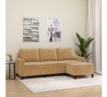 Trīsvietīgs Dīvāns Ar Kājsoliņu, 180 Cm, Brūns Samts Vidaxl 8721012060296