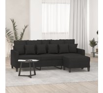 Trīsvietīgs Dīvāns Ar Kājsoliņu, 180 Cm, Melns Audums Vidaxl 8721012060609