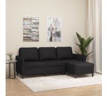 Trīsvietīgs Dīvāns Ar Kājsoliņu, 180 Cm, Melna Mākslīgā Āda Vidaxl 8721012060890