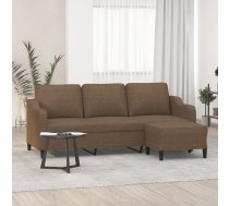Trīsvietīgs Dīvāns Ar Kājsoliņu, 180 Cm, Brūns Audums Vidaxl 8721012061057