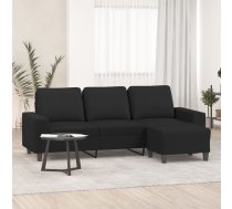 Trīsvietīgs Dīvāns Ar Kājsoliņu, 180 Cm, Melns Audums Vidaxl 8721012061224