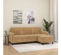 Trīsvietīgs Dīvāns Ar Kājsoliņu, 180 Cm, Brūns Samts Vidaxl 8721012061484