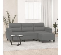 Trīsvietīgs Dīvāns Ar Kājsoliņu, Pelēks Mikrošķiedras Audums Vidaxl 8721012062009