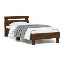 Gultas Rāmis Ar Galvgali Un Led, Brūna Koka Krāsa, 75X190 Cm Vidaxl 8721012241060