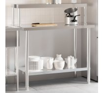 Virtuves Darba Galds Ar Plauktu, 110X55X120 Cm, Tērauds Vidaxl 8721012244474