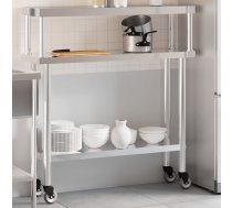 Virtuves Darba Galds Ar Plauktu, 110X30X120 Cm, Tērauds Vidaxl 8721012244498