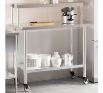 Virtuves Darba Galds Ar Plauktu, 110X55X120 Cm, Tērauds Vidaxl 8721012244504
