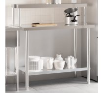 Virtuves Darba Galds Ar Plauktu, 110X55X120 Cm, Tērauds Vidaxl 8721012244511