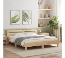 Gultas Rāmis Ar Galvgali Un Led, Koka Krāsa, 180X200 Cm Vidaxl 8721012247444