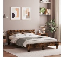 Gultas Rāmis Ar Galvgali Un Led, Koka Krāsa, 140X190 Cm Vidaxl 8721012247819