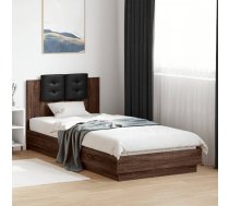 Gultas Rāmis Ar Galvgali Un Led, Brūna Koka Krāsa, 100X200 Cm Vidaxl 8721012277656