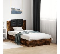 Gultas Rāmis Ar Galvgali Un Led, Koka Krāsa, 90X190 Cm Vidaxl 8721012277984