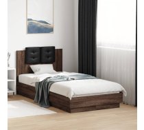 Gultas Rāmis Ar Galvgali Un Led, Brūna Koka Krāsa, 90X190 Cm Vidaxl 8721012278004