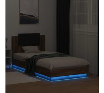 Gultas Rāmis Ar Galvgali Un Led, Brūna Koka Krāsa, 75X190 Cm Vidaxl 8721012278073