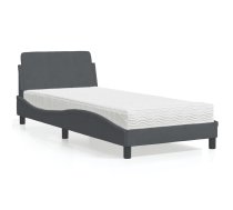 Gulta Ar Matraci, Dover, Tumši Pelēka Samts, 90X200 Cm Vidaxl 8721012348158