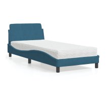 Gulta Ar Matraci, Dover, Zils Samts, 90X200 Cm Vidaxl 8721012348189
