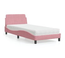 Gulta Ar Matraci, Dover, Rozā Samts, 90X200 Cm Vidaxl 8721012348196