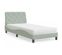 Gulta Ar Matraci, Gaiši Pelēka Samts, 90X200 Cm Vidaxl 8721012351172