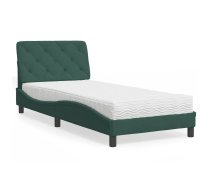 Gulta Ar Matraci, Tumši Zaļš Samts, 90X200 Cm Vidaxl 8721012351202