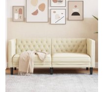 Divvietīgs Chesterfield Dīvāns, Krēmkrāsas Mākslīgā Āda Vidaxl 8721012400467