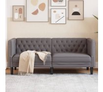 Divvietīgs Chesterfield Dīvāns, Pelēks Mākslīgā Āda Vidaxl 8721012400481