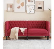 Divvietīgs Chesterfield Dīvāns, Vīnsarkans Mākslīgā Āda Vidaxl 8721012400498