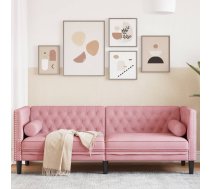 Chesterfield Dīvāns Ar Balstiem, Trīsvietīgs, Rozā Samts Vidaxl 8721012400825