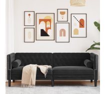 Chesterfield Dīvāns Ar Balstiem, Trīsvietīgs, Melns Samts Vidaxl 8721012400849