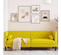Chesterfield Dīvāns Ar Balstiem, Trīsvietīgs, Dzeltens Samts Vidaxl 8721012400856